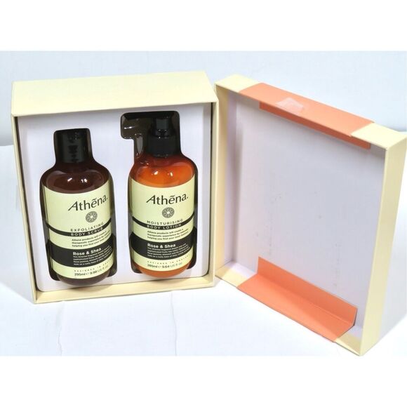 Athena Rose & Shea Bathing Duo Collection ~ Exfoliating Body Scrub & Lotion NIB - Picture 3 of 3